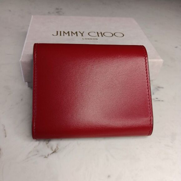 Jimmy Choo MARINDA Dark Red Leather Wallet Trifold Full Set - Picture 4 of 11